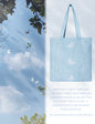 DENIM MUSEUM Azure Mirage Denim Tote Bag - Bolsa tote com detalhes de borboletas sonhadoras para mulheres jovens, Azure Flutter e Flutter Mirage